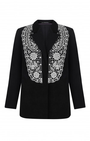 black embroidered velvet jacket