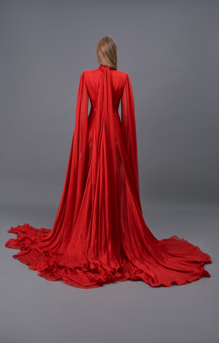 Red chiffon dress 