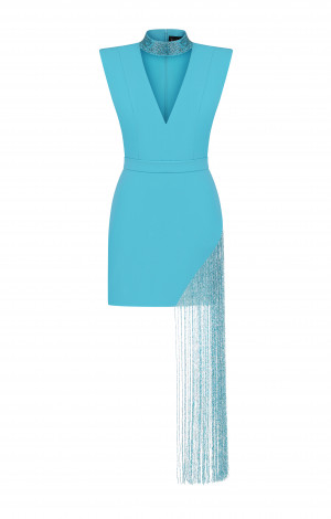 Turquoise crepe dress