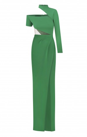  Green crepe dress