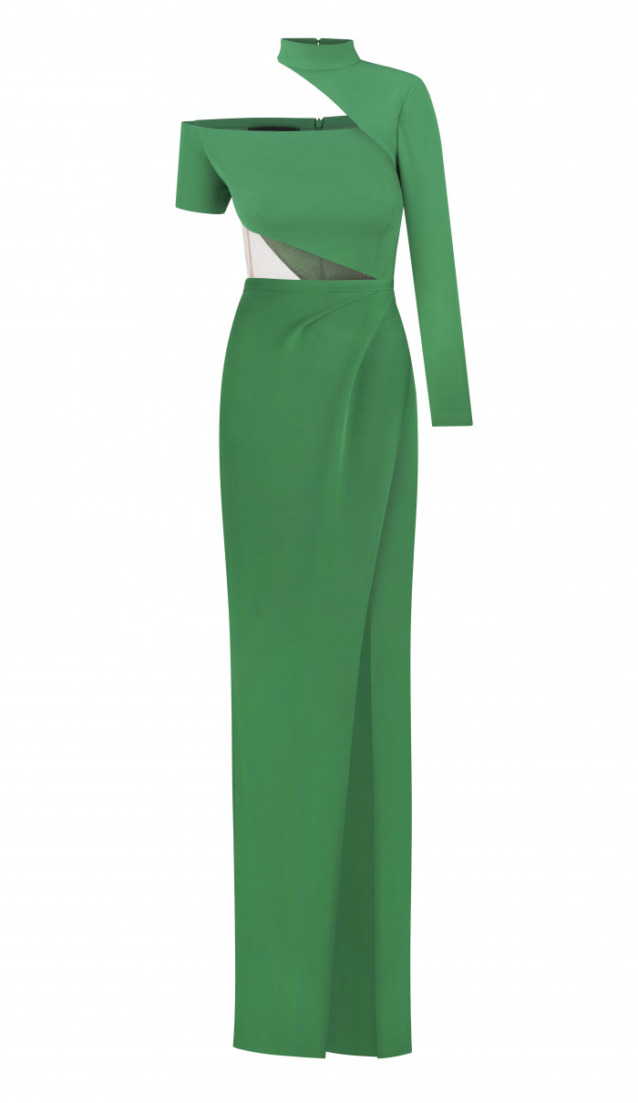  Green crepe dress