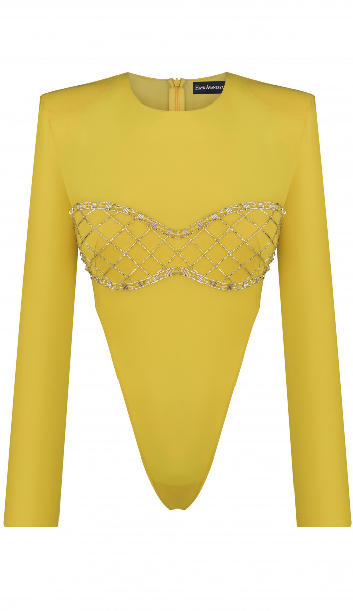Bodysuit with embroidered bodice