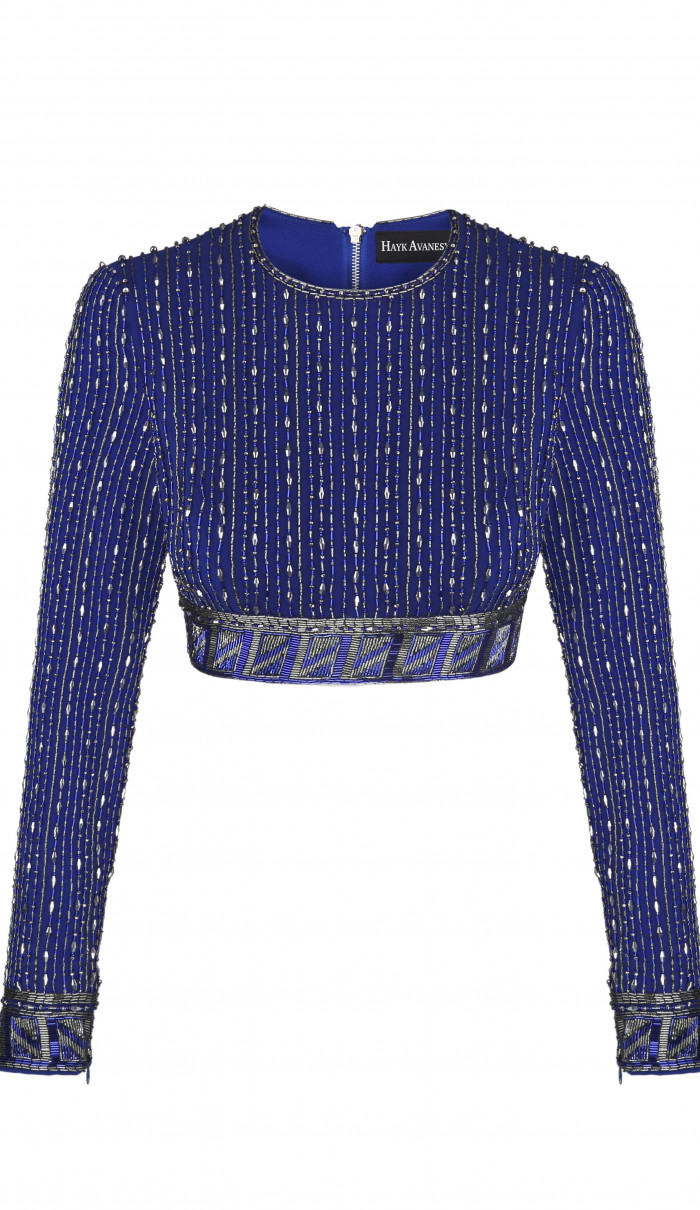 Blue top embroidered by hand 